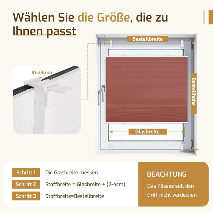 Verdunklungsplissee Wabenplissee ohne Bohren Weiss-Weinrot 40x110cm(BxH) Thermo Plissee ohne Bohren