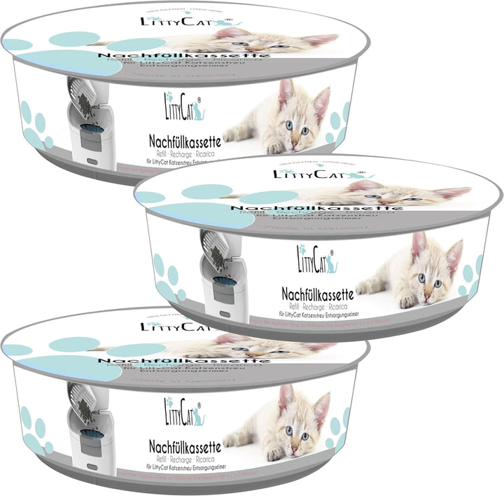 Littycat Nachfüllkassetten für Littycat Katzenstreuentsorgungseimer - 3er Pack