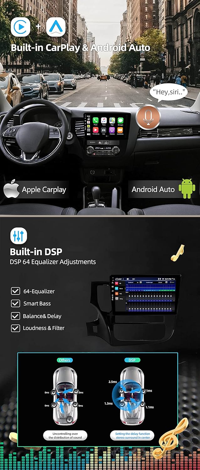 Android 15 Autoradio Passt für Mitsubishi Outlander (2012-2018) - 4G+64G - Eingebaut DSP/Carplay/And