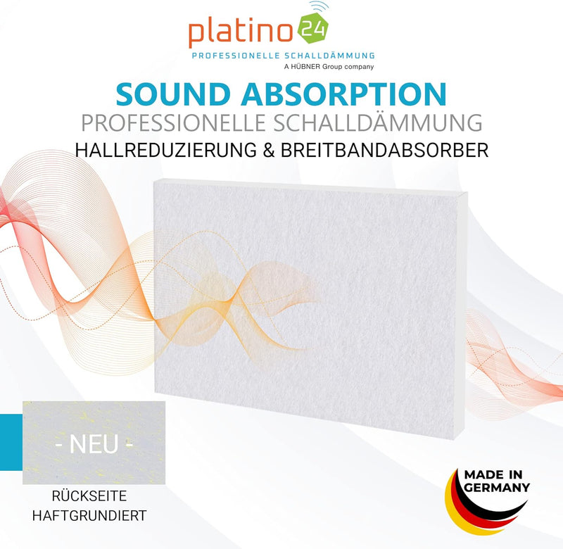 platino24 Schallabsorber Set aus Basotect G+ mit Akustikfilz, 4 Absorberelemente Rechteck je 825x550