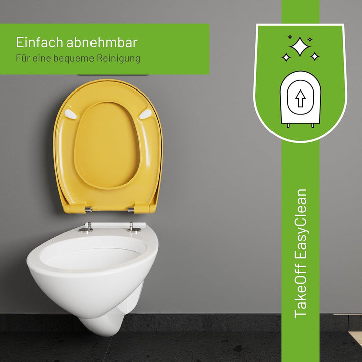 LUVETT® WC-Sitz mit Absenkautomatik C100 oval universell, Toilettendeckel mit 3 Edelstahl Montagelös