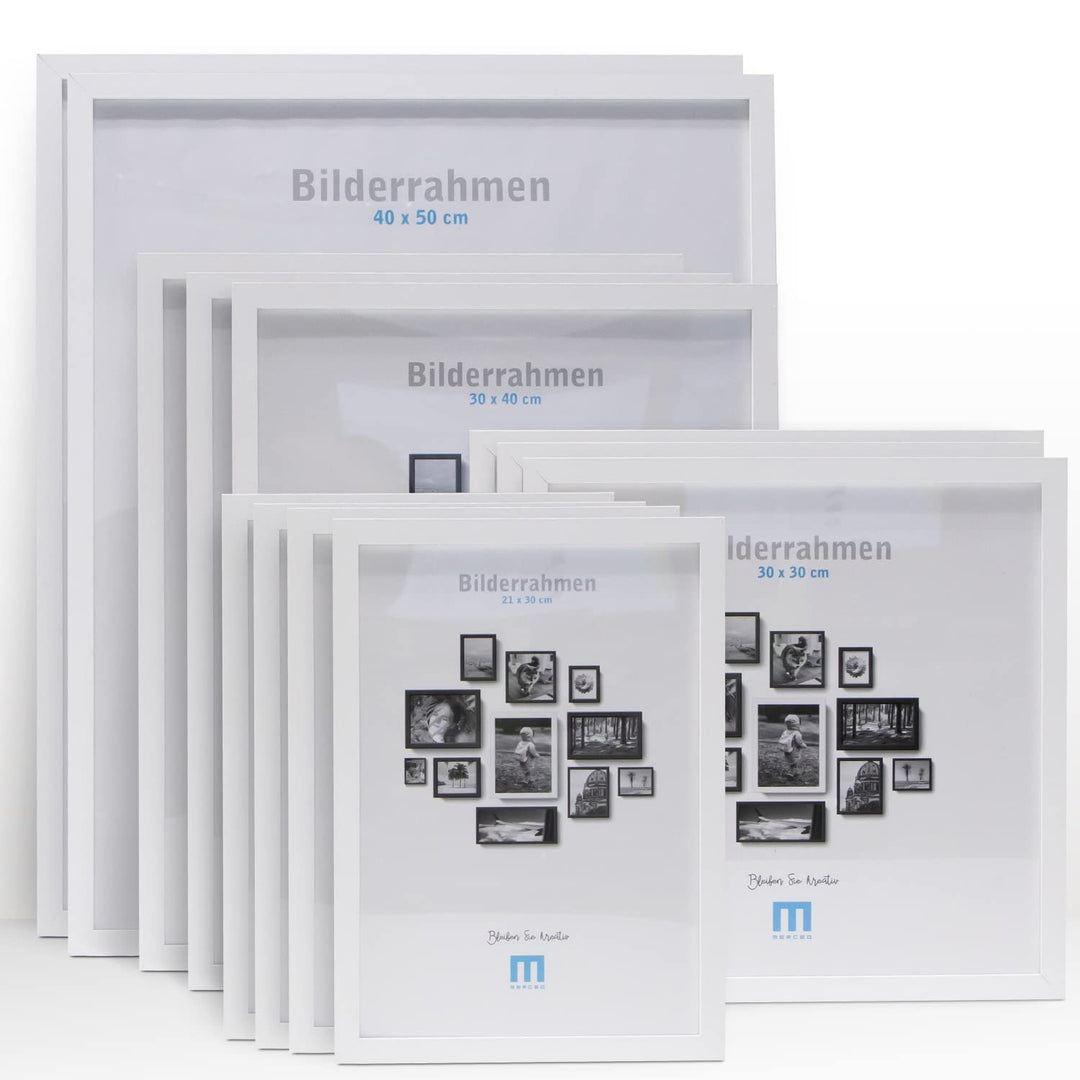 12 tlg. Foto Bilderrahmen-Set in Weiss in verschiedenen, unterschiedlichen Grössen. Für Fotowände &amp;