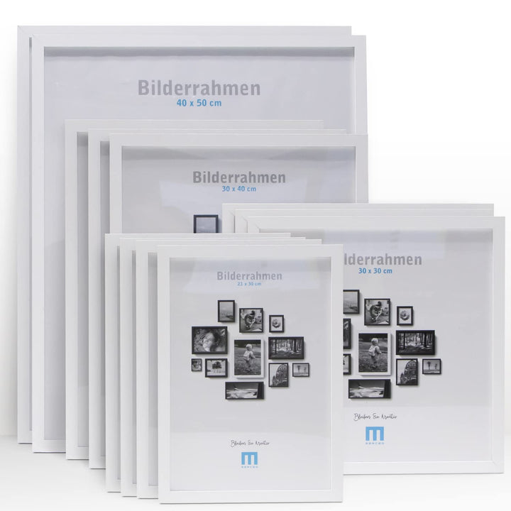 12 tlg. Foto Bilderrahmen-Set in Weiss in verschiedenen, unterschiedlichen Grössen. Für Fotowände &amp;