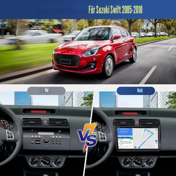 CAEMCHO 4+64G 10 Zoll Android 15 Navi Autoradio für Suzuki Swift 2005-2010 mit Rückfahrkamera, Wirel
