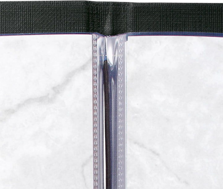 SIGEL SM111/5 Speisekarten-Mappen mit Gummi-Bindung für A4, 5-er Pack, schwarz mit edler Leinenstruk