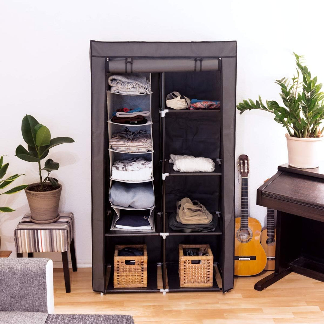 Navaris 2er Set Stoffregal Kleiderschrank Organizer - 2X 6 Fächer Hängeregal aus Stoff für Kleidersc