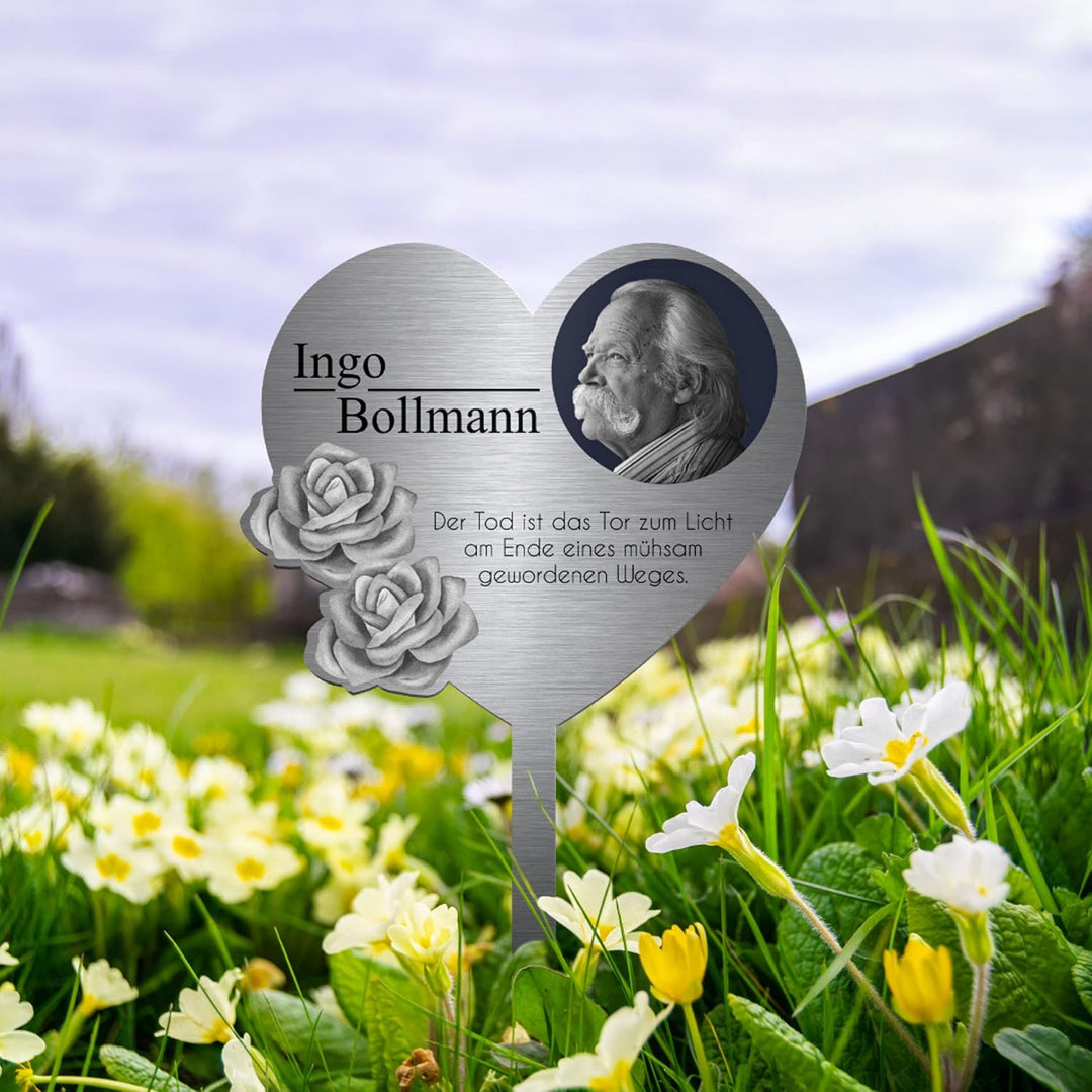 CHRISCK design Edelstahl Grabstecker - Blumenstecker - Gartenstecker | Personalisierte Metall Grabde