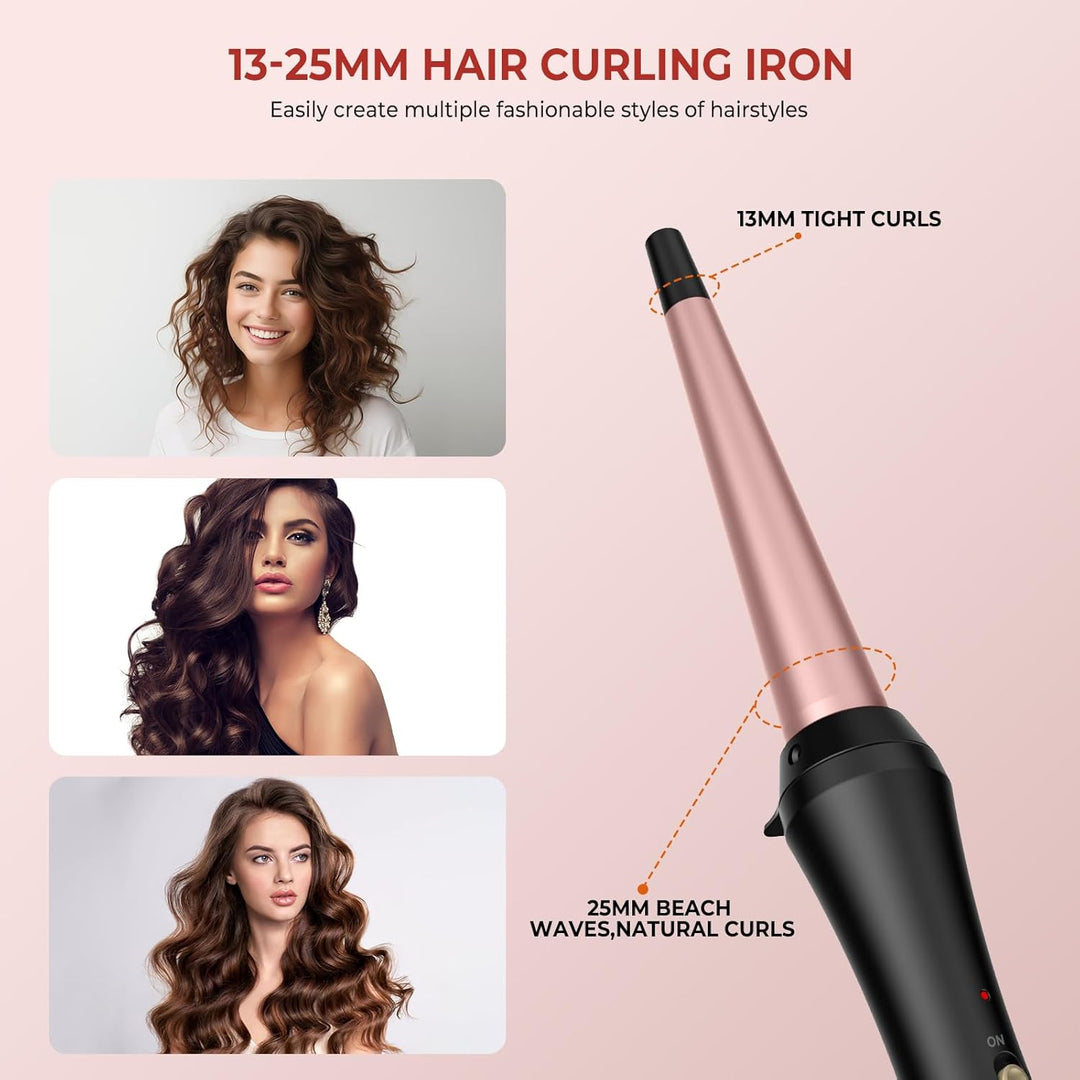 UKLISS Lockenstab [kegelförmig 13-25mm], Reise Hair Curler für Kurze und Mittellanges Haar, mit Hitz