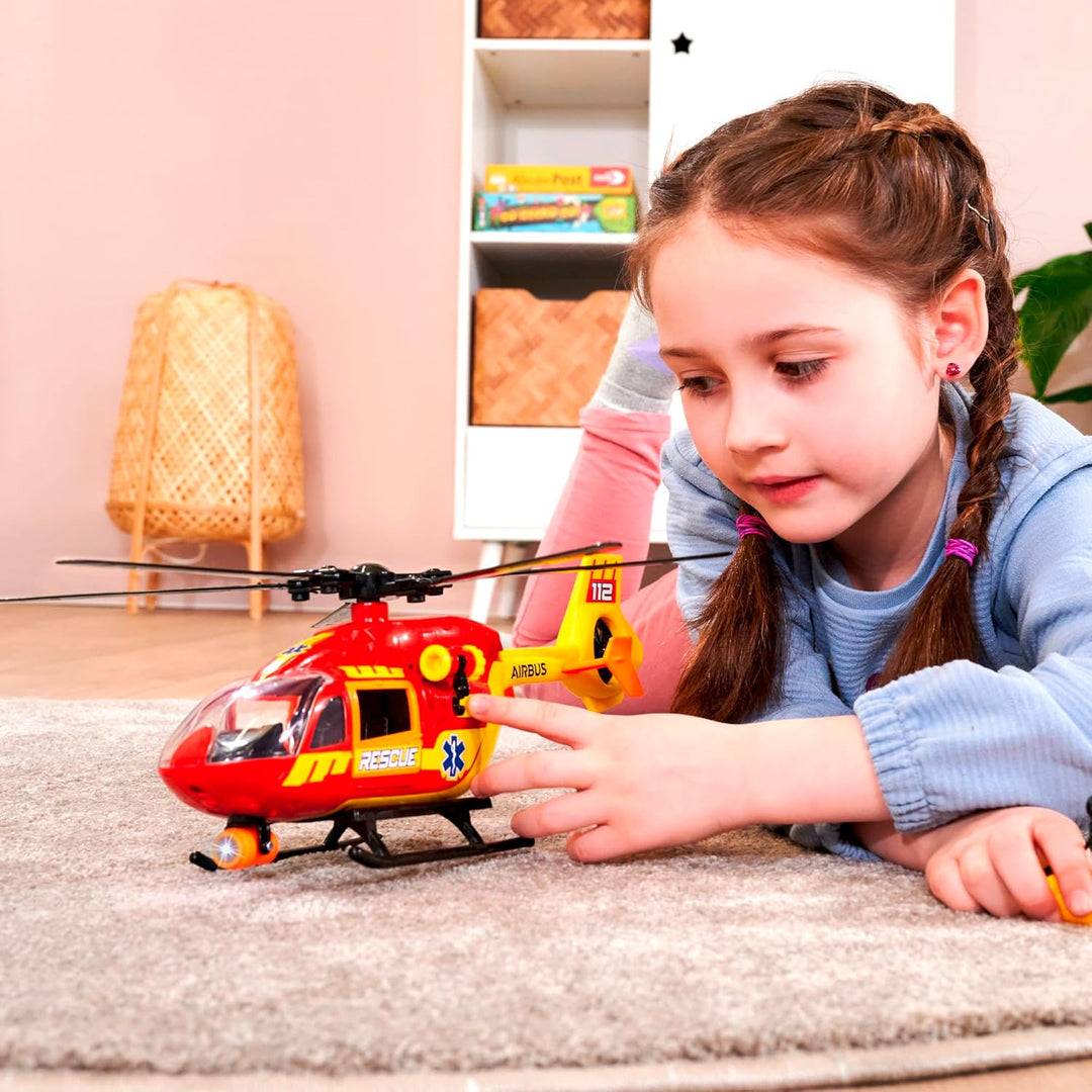 Dickie Toys - Rettungs-Hubschrauber Airbus H145 (36 cm) - Spielzeug-Helikopter mit Aufzieh-Propeller