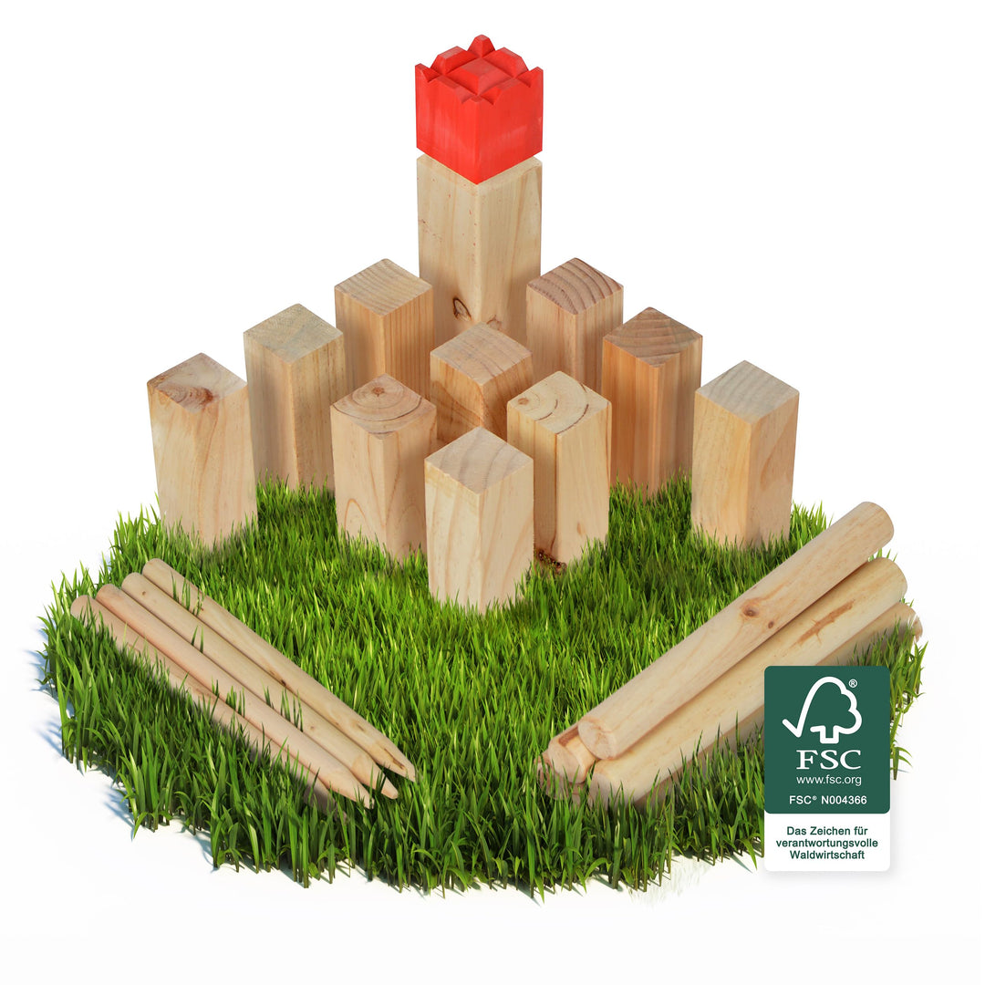 Ocean 5 Kubb - Original Wikinger Wurfspiel für Draussen - Holz Schach Kegel Spiel aus Skandinavien -