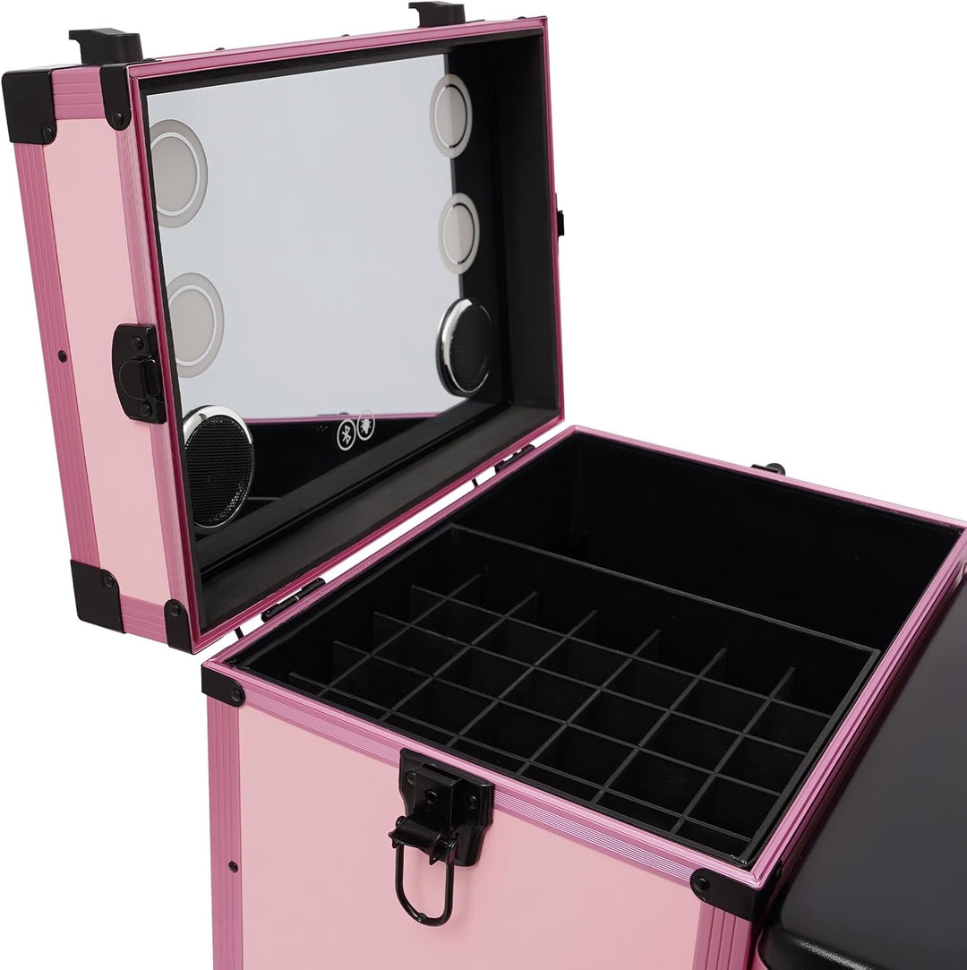 Professioneller Kosmetikkoffer Trolley 2 In 1 Schminkkoffer mit Tisch Bis 50KG Maniküre Tisch mit 3