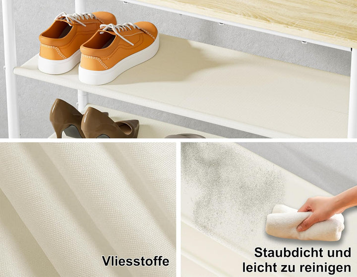 HOMIDEC Schuhregal,4-Ebenen Schuhablage mit Holzbrett als oberstes Regal,Schuhaufbewahrung für 12-16