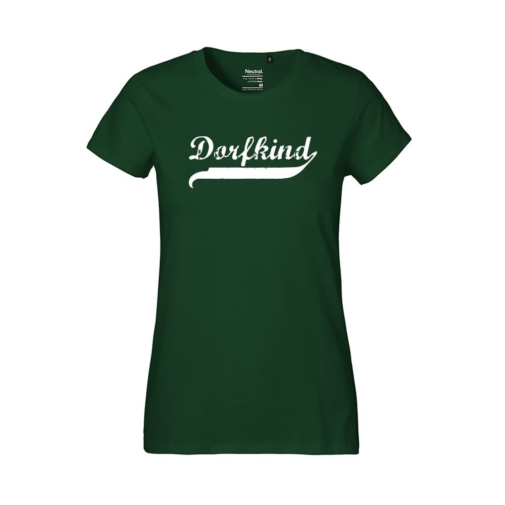 Hellweg Druckerei Damen T-Shirt Dorfkind Vintage Geschenk Oberteil Grösse XS-XXL Bio Baumwolle Fairt