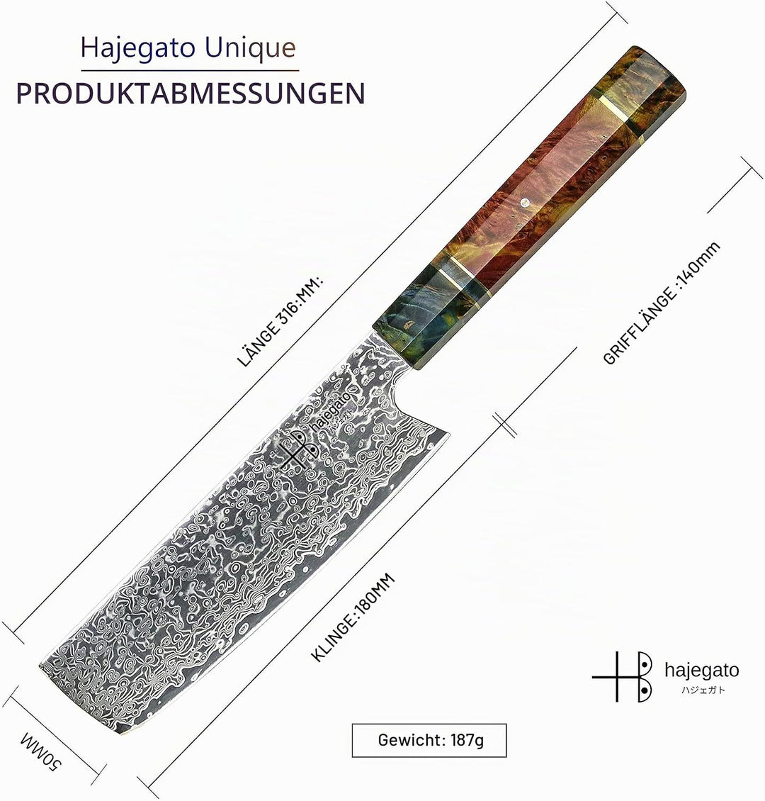 Hajegato Damastmesser Küchenmesser Einzigartiges Griff Kochmesser Profi Messer Japanisches Messer Vg