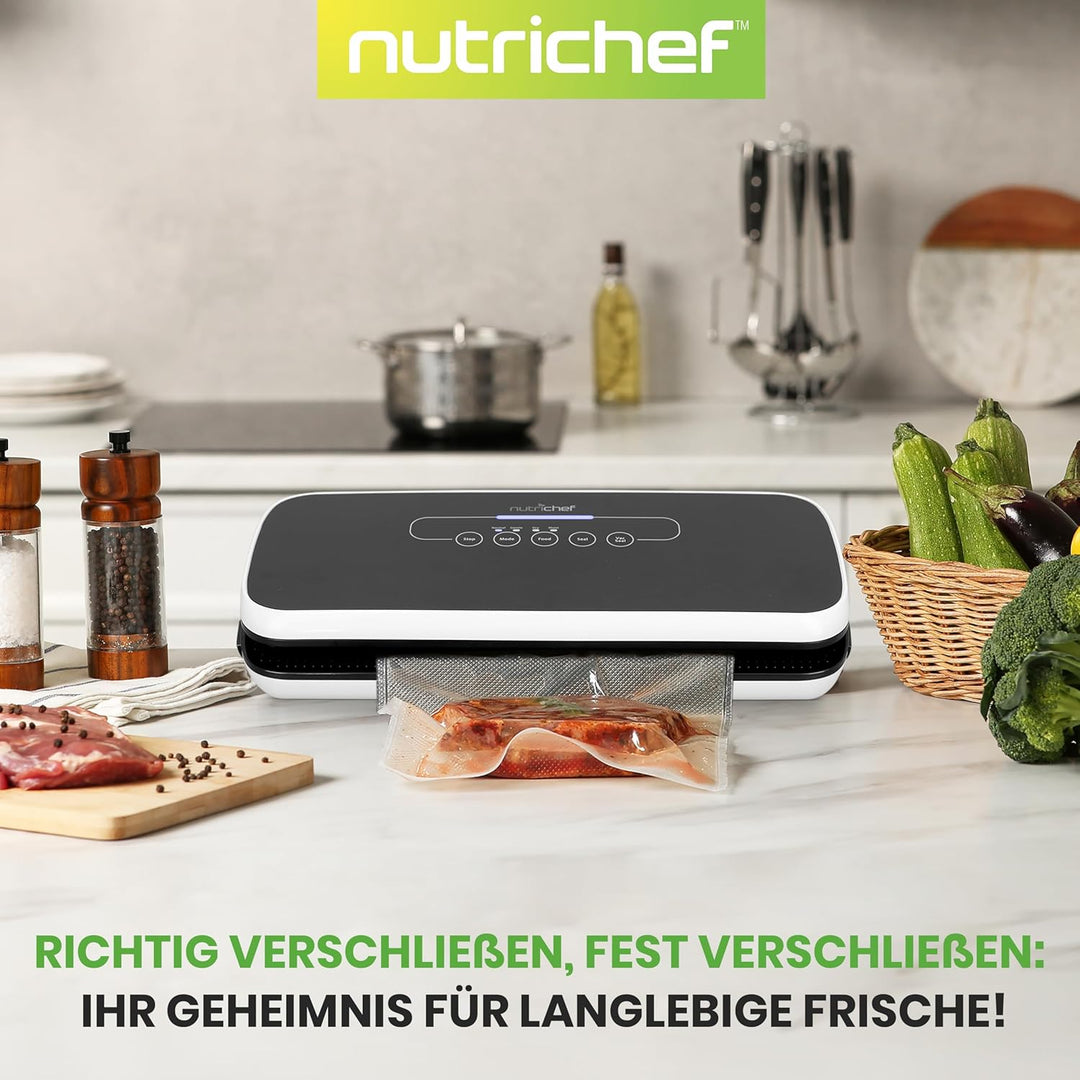 NutriChef Vakuumiergerät für Lebensmittel, Sous Vide – Vacuum Sealer – Folienschweissgerät Set inkl.
