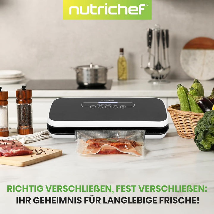 NutriChef Vakuumiergerät für Lebensmittel, Sous Vide – Vacuum Sealer – Folienschweissgerät Set inkl.