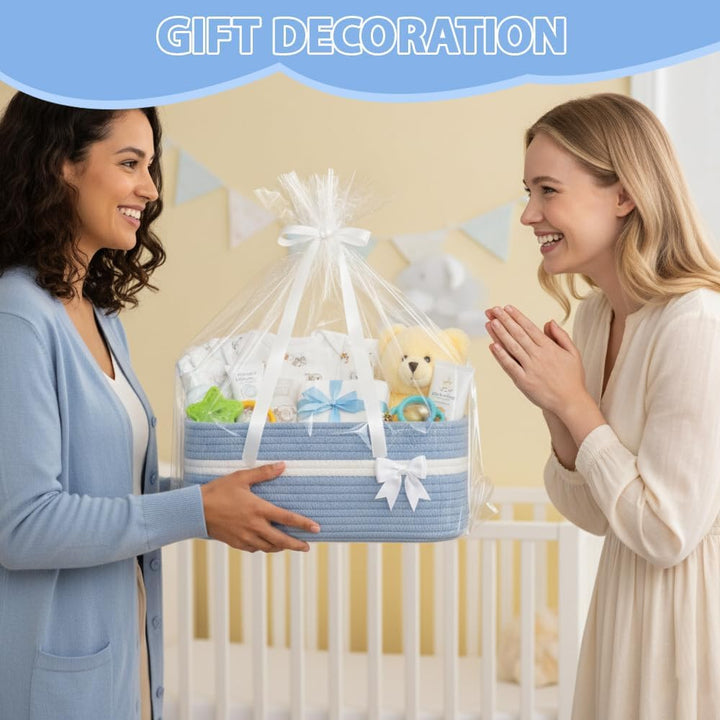 RNPKZ Geschenkkorb Leer Gross, 34x25x15 cm Aufbewahrungskorb mit Geschenktüten & Geschenkschleife, P