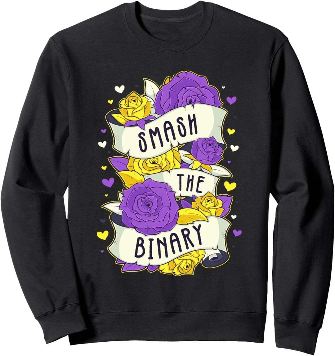 Smash the Binary Nicht-Binär Genderqueer LGBTQ Stolz Monat Sweatshirt