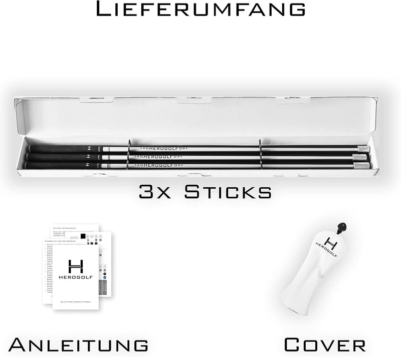 HEROGOLF Speed-Sticks - Der Golf Schwungtrainer fr mehr Geschwindigkeit, l„ngere SCHL„ge und EIN bes