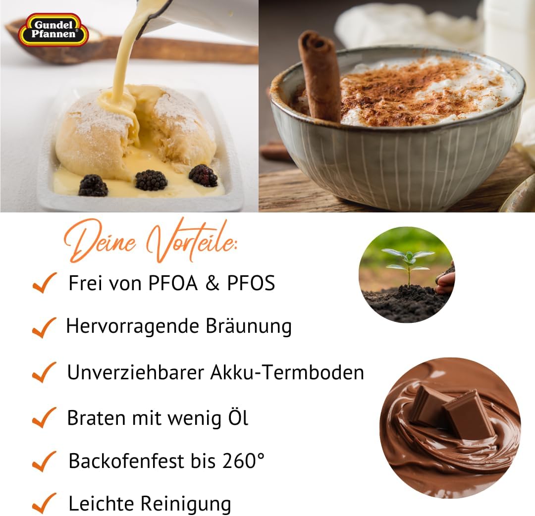 Original Gundel GUSS-UNIVERSAL-TOPF MILCHTOPF INDUKTION, Ø 20 cm, Höhe 11 cm, BIOTAN-Oberfläche, PFO