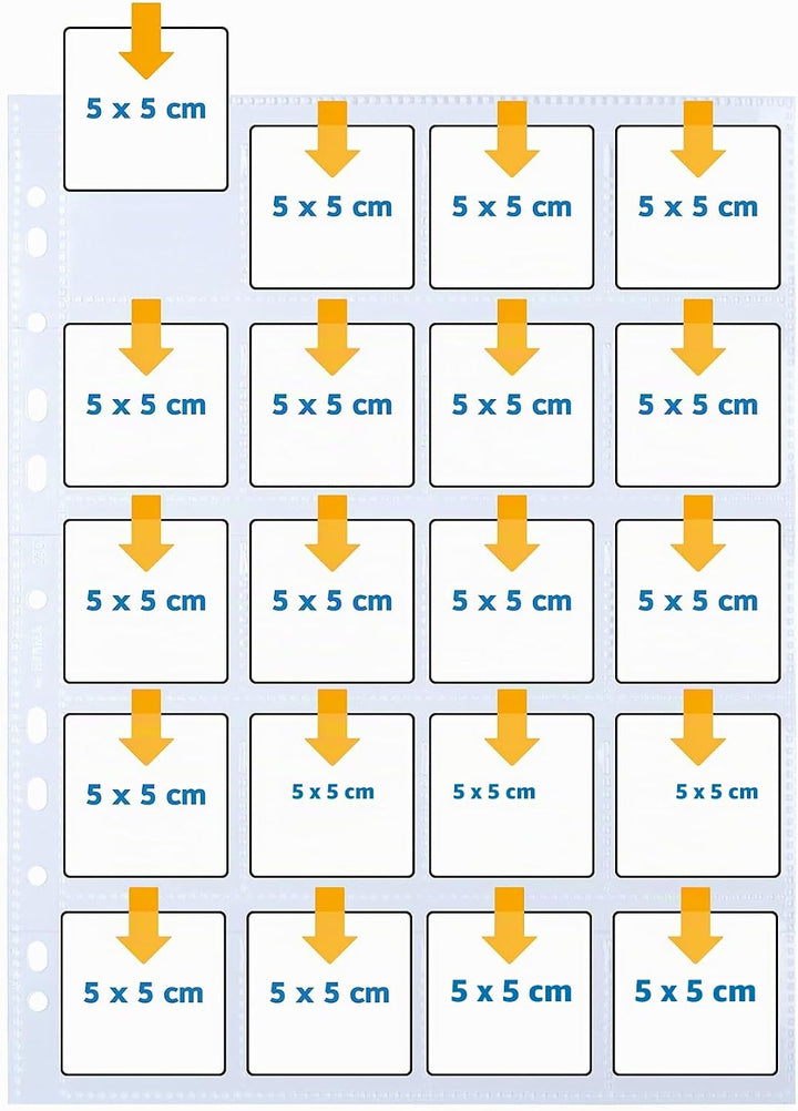 HERMA 7699 Diahüllen für gerahmte Dias, 100 Stück, 5x5 cm, 20 Fächer geteilt, klar/matt, beidseitig