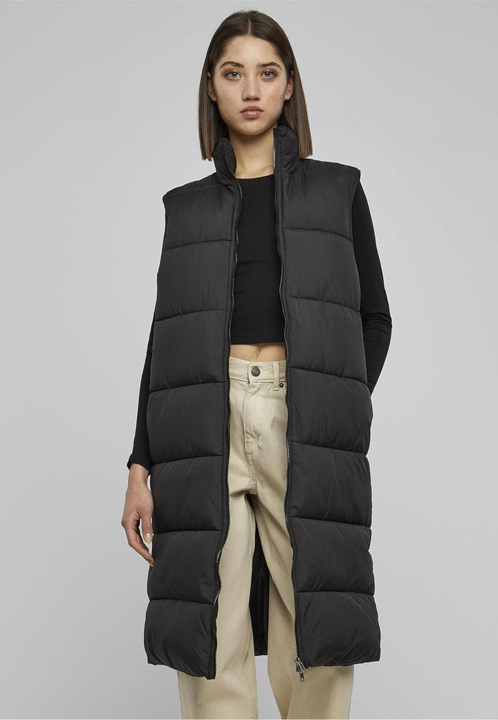 Urban Classics Damen Ladies Long Puffer Vest S Schwarz, S Schwarz