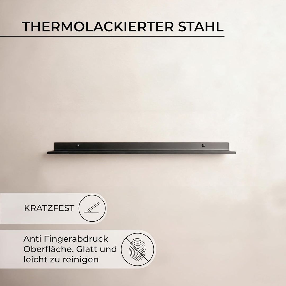 MILUKA Wandregal Schwarz Metall | Regal Wand 70 cm Long | Wandboards, Für Dekos, Bilderrahmen, Buch,