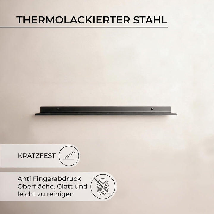 MILUKA Wandregal Schwarz Metall | Regal Wand 70 cm Long | Wandboards, Für Dekos, Bilderrahmen, Buch,