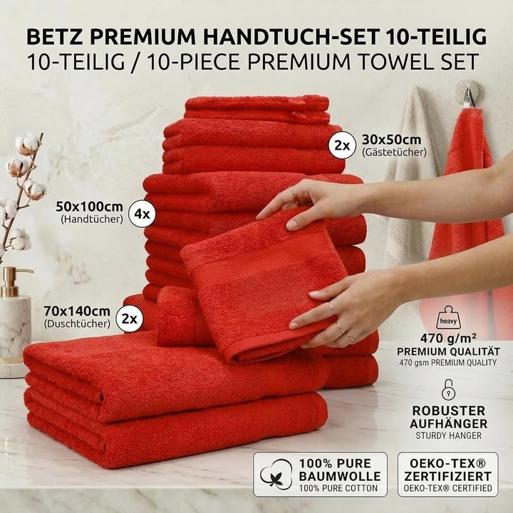 Betz Premium 10er Frottier Handtuch-Set - 2X Liegetücher - 4X Handtücher - 2X Gästetücher - 2X Wasch