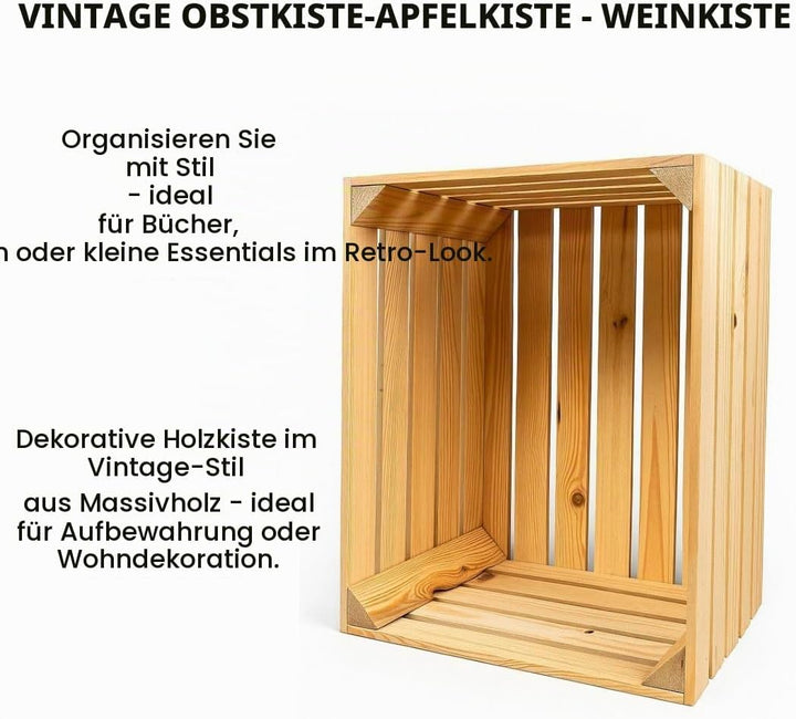 BAS Holzbox Kiste aus Holz 50x40x30cm - 2x Vintage Obstkiste - Apfelkiste für Dekoration, Lagerung &amp;