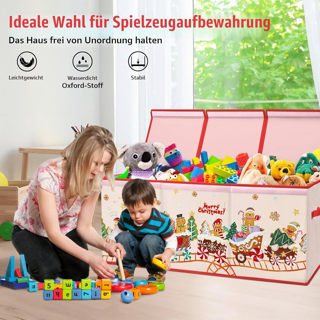 Extra Gross Aufbewahrungsbox mit Deckel Kinder, Zusammenklappbare Oxford-Spielzeugkiste mit Griff fü