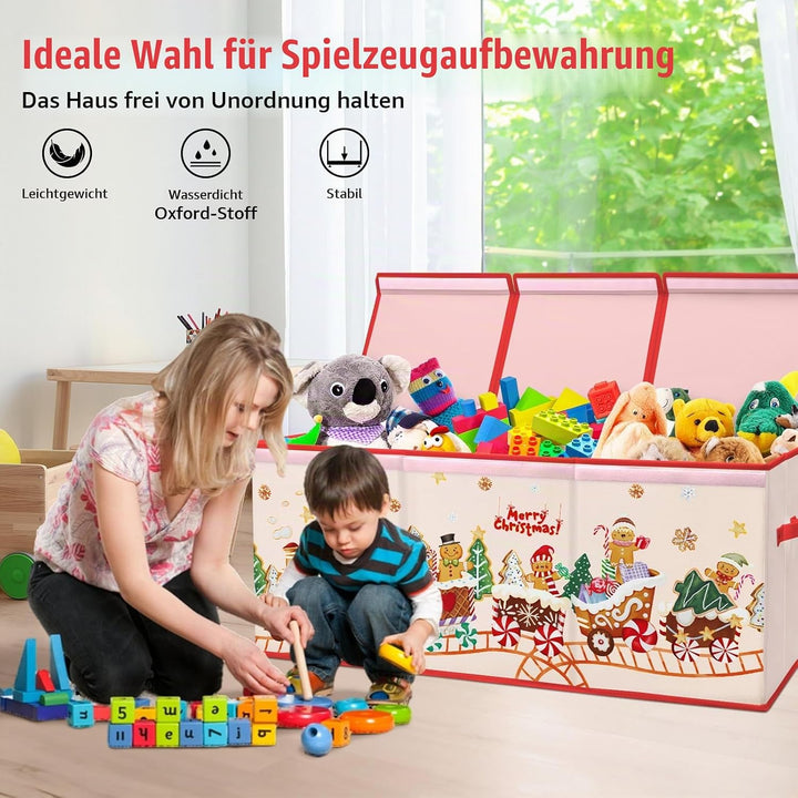 Extra Gross Aufbewahrungsbox mit Deckel Kinder, Zusammenklappbare Oxford-Spielzeugkiste mit Griff fü