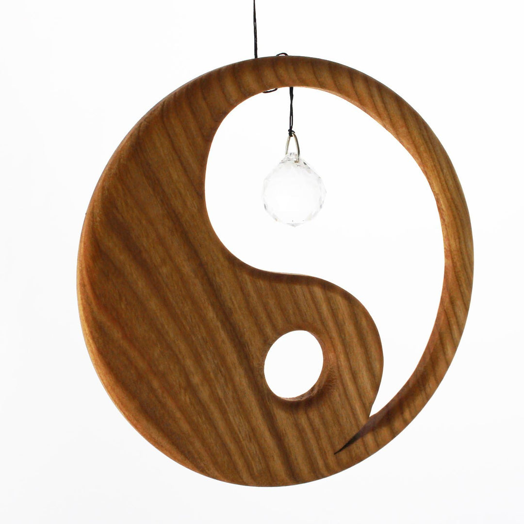 Fensterdeko Holz Yin Yang Fensterschmuck mit Kristall, Geschenkidee, Holzdeko, Sonnenfänger, Weihnac