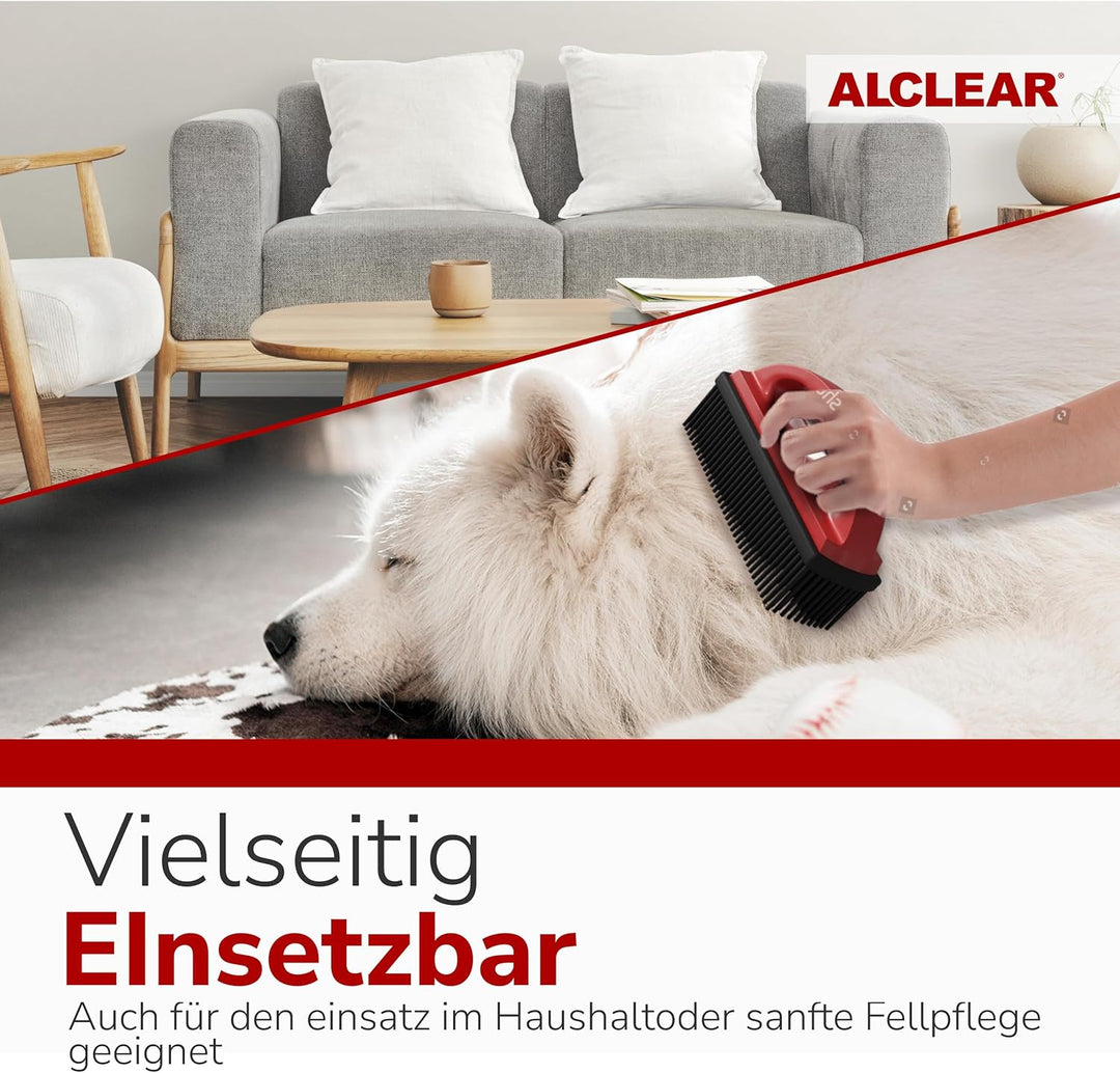ALCLEAR 9519 Tierhaarbürste zur Entfernung von Tierhaaren auf Fahrzeugpolstern und Teppichen rot, ro
