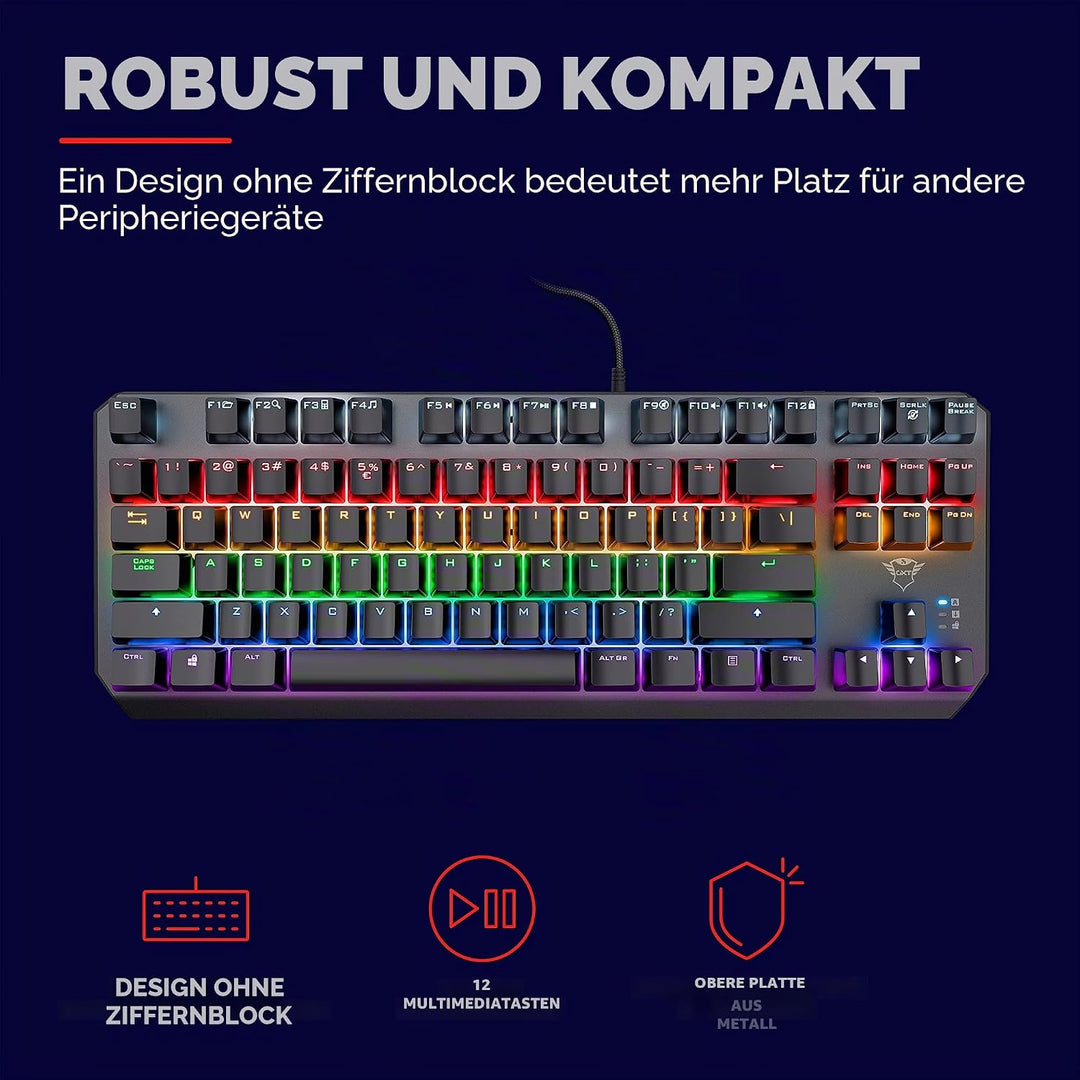 Trust Gaming GXT 834 Callaz TKL Mechanische Tastatur, Italienisches QWERTY-Layout, Outemu Mechanisch