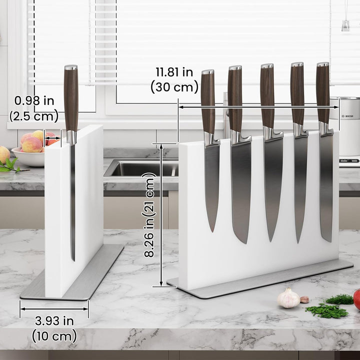 THMINS Weiss Magnetischer Messerblock aus Edelstahl, doppelseitiger magnetischer Messerhalter, unive