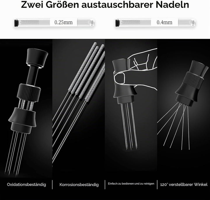 IKAPE Spaceship Espresso WDT Tool Verstellbarer Espresso-Rührer für Baristas Nadel Verteiler Tool mi
