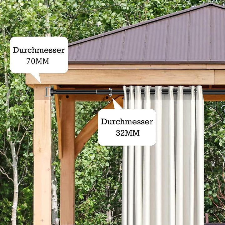 Gardinenstange ohne Bohren 100-310cm, Ø32mm Matt Schwarz Multifunktionale Vorhangstange zum Einklemm