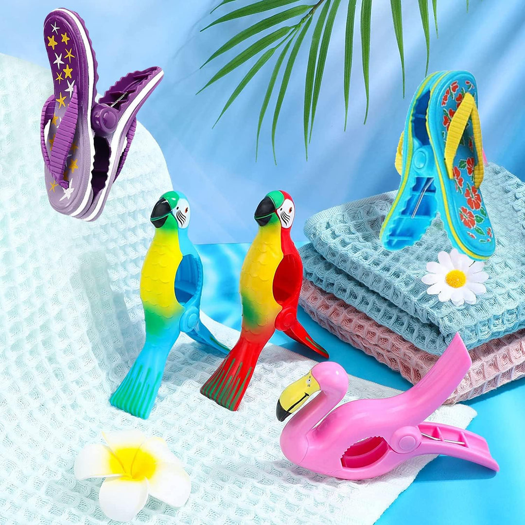10 Stück Strandtuch-Clips Niedliche Flamingo Badetuch Clips Grosse Wäscheklammern Handtuchklemmen,Pa