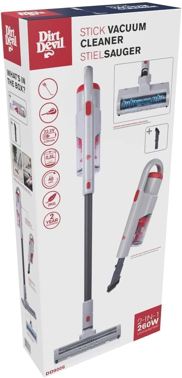 Dirt Devil Akku Staubsauger DD9006 – 2‑in‑1 Kabellos mit Handstaubsauger – Akkustaubsauger mit 260W
