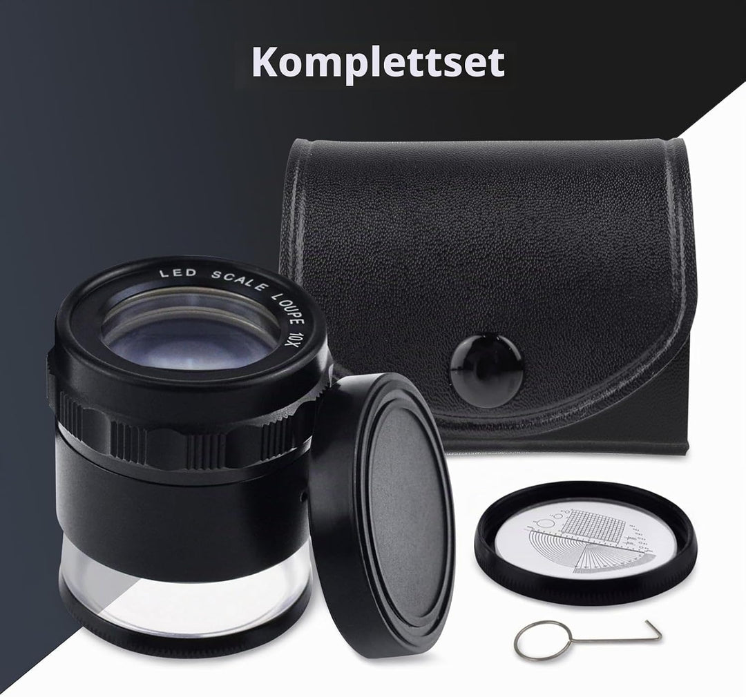 10x Vergrösserung 25mm Lupe Loupe Austauschbare Absehen 0-20mm Skala + 25mm Sichtfeld mit LED-Licht