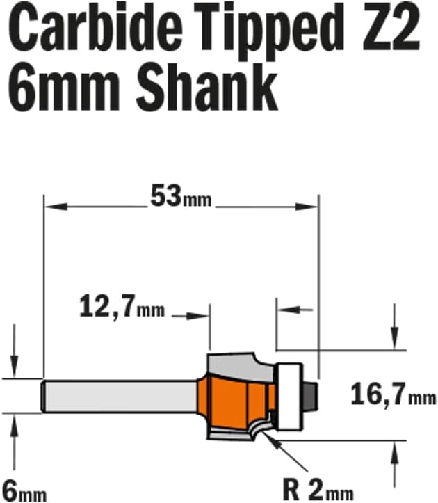 CMT Orange Tools 738.167.11 – Erdbeere R. Concavo mit rodam. HM S 6 I 12.7 R 2 D 16.7