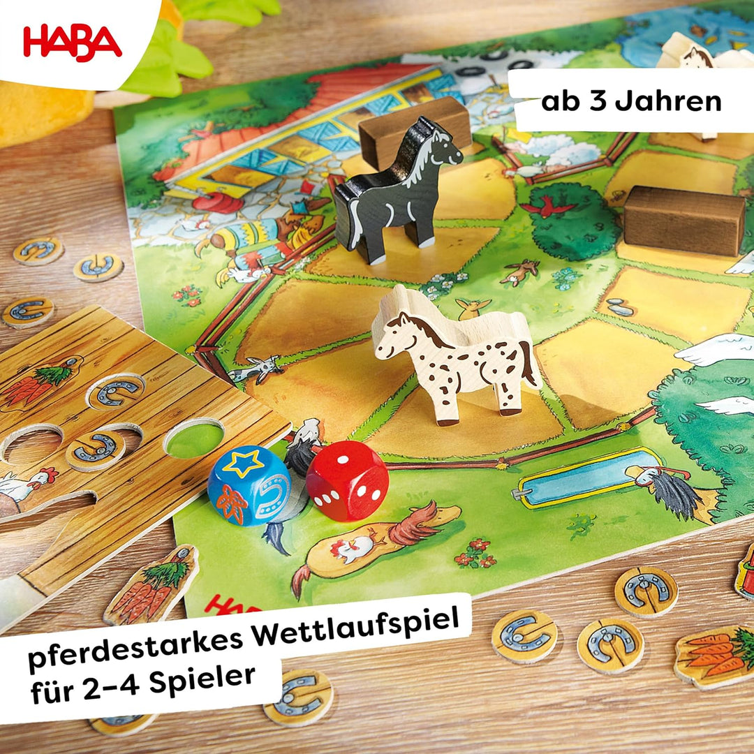HABA Hoppe Reiter – Spannendes Pferde-Wettlaufspiel - für Kinder ab 3 Jahren - fördert Regelverständ