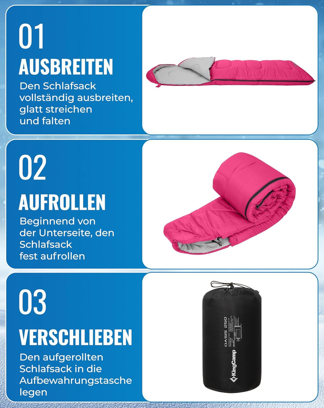 KingCamp Schlafsack für Erwachsene, kaltes Wetter & warm, XL, grosse und hohe Flanell-Schlafsäcke mi