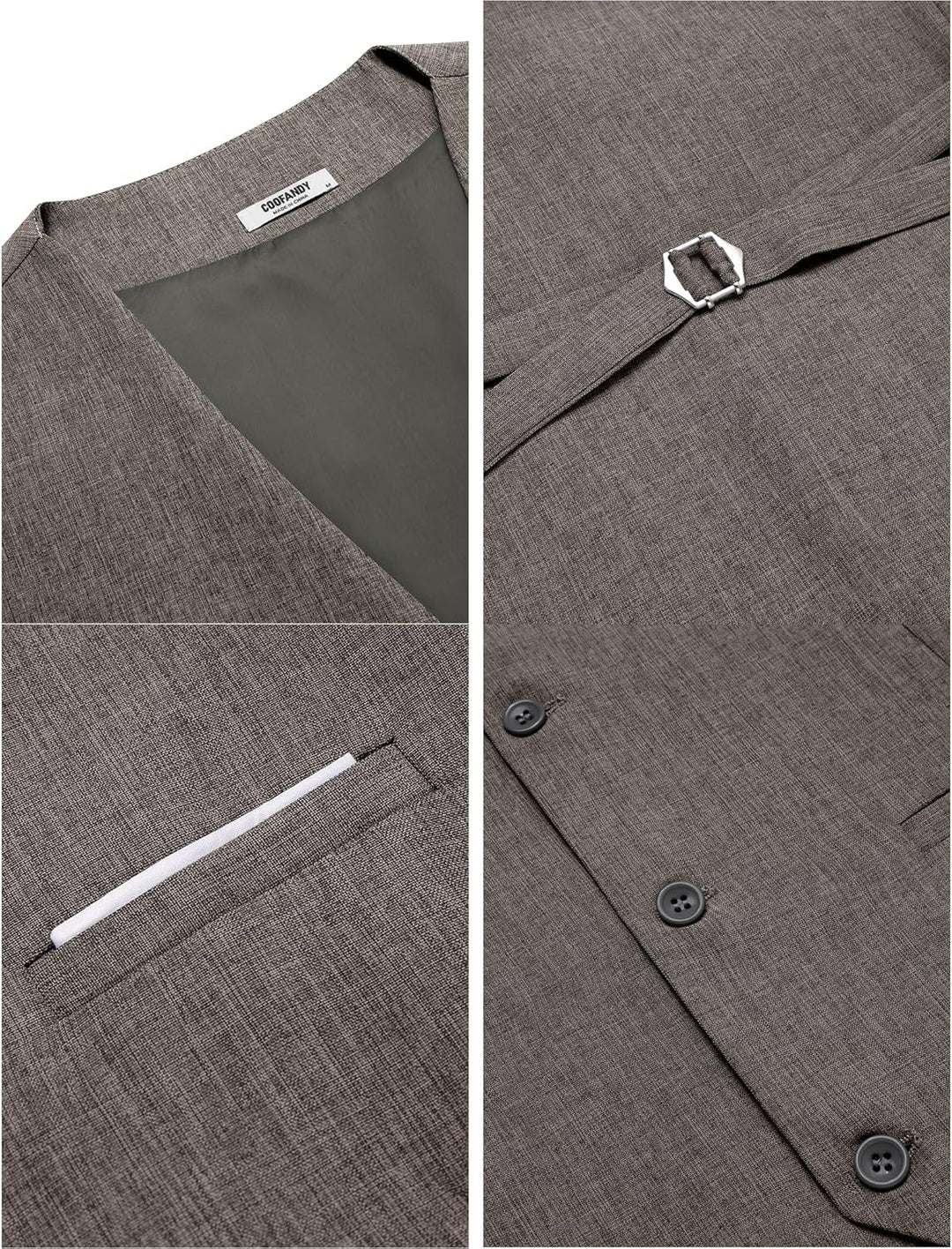 COOFANDY Weste Herren Anzug mit Taschen Anzugweste Gilet Casual Hochzeitsweste V-Ausschnitt Business