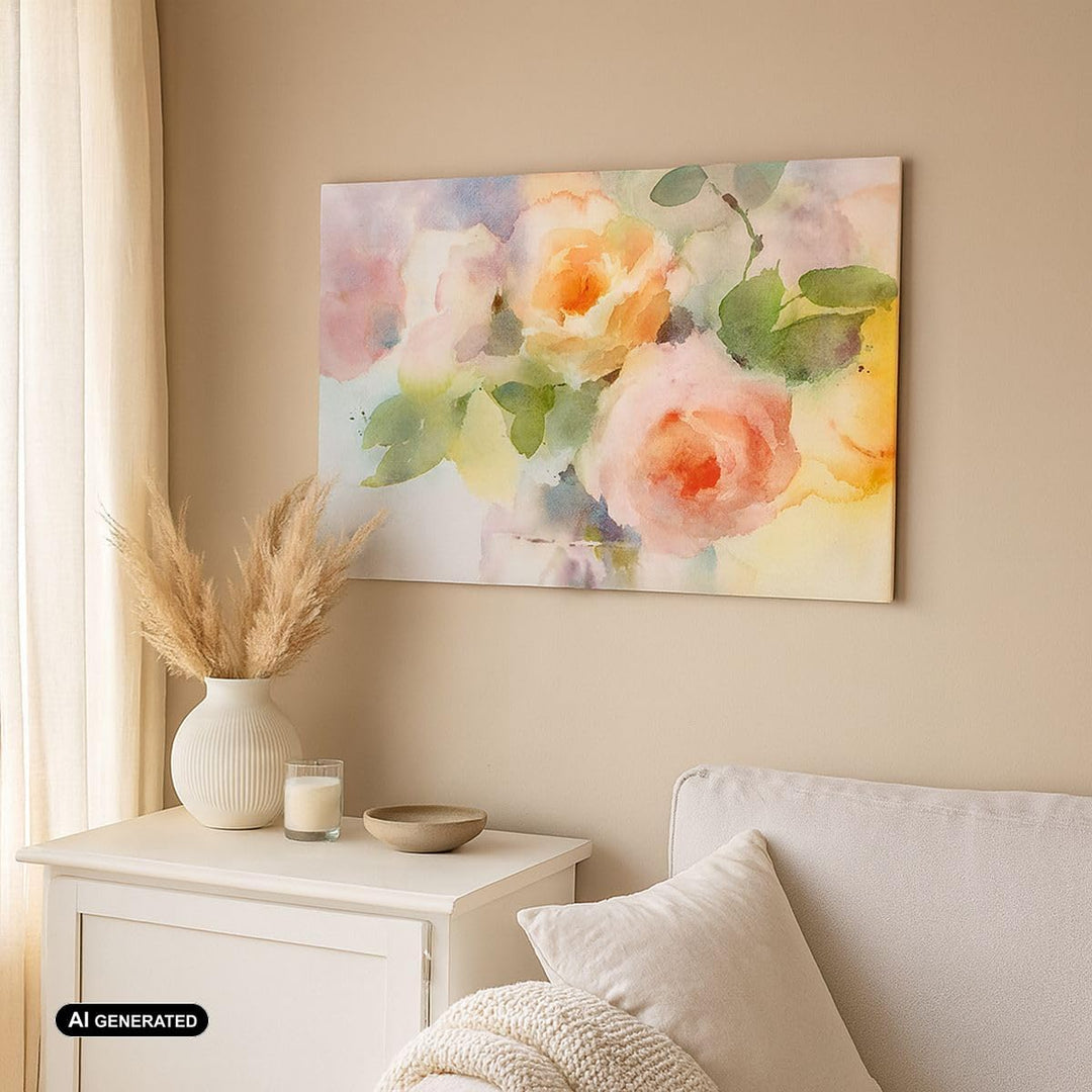 Bilder auf Leinwand Rose Blume Garten Leinwandbild mit Rahmen 70x50cm Wandbilder Dekoration Wohnzimm