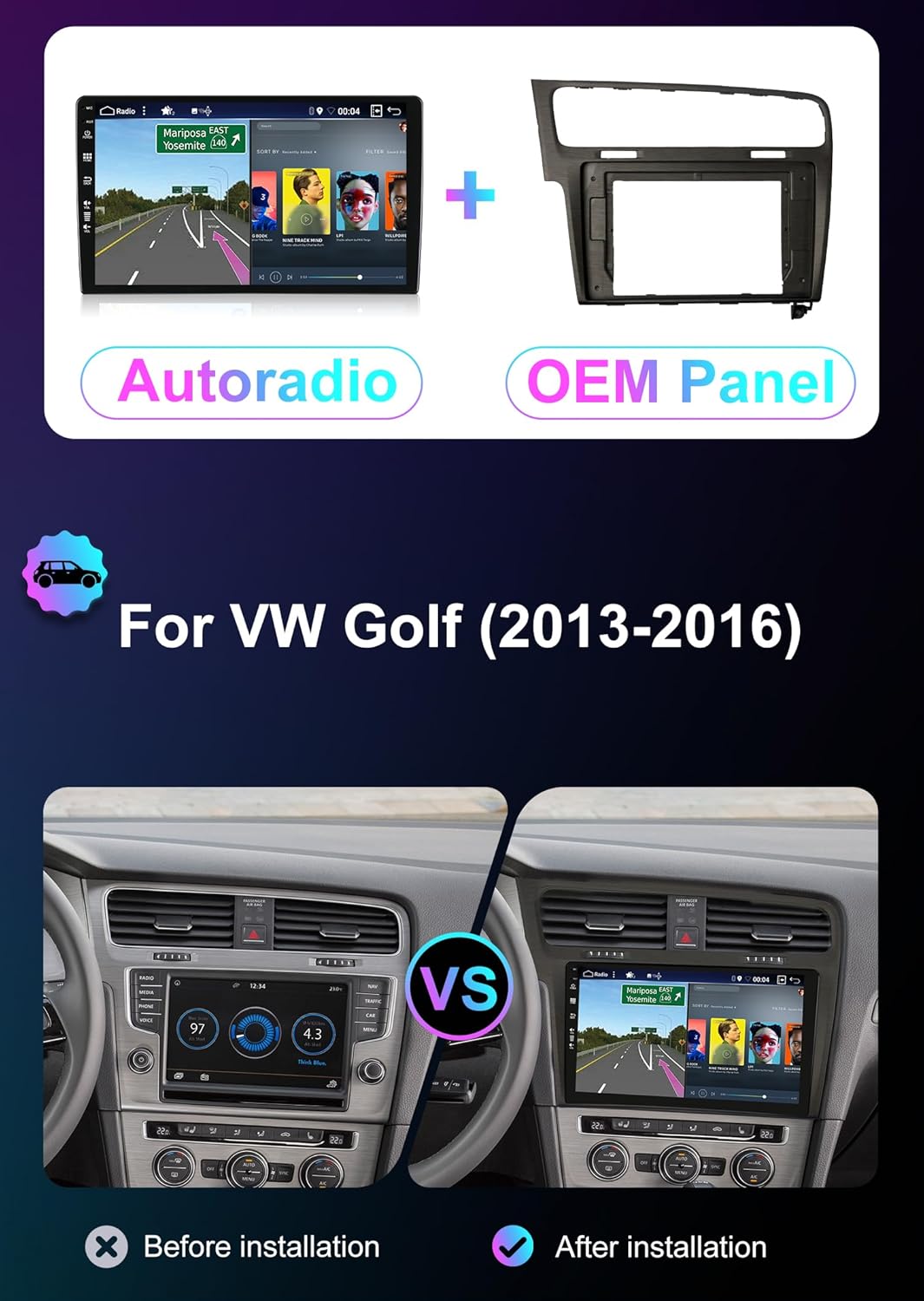 [6GB+128GB] Android 14 Autoradio für VW Golf 7 Golf VII 2012-2020-[Integriertes CarPlay/Android Auto