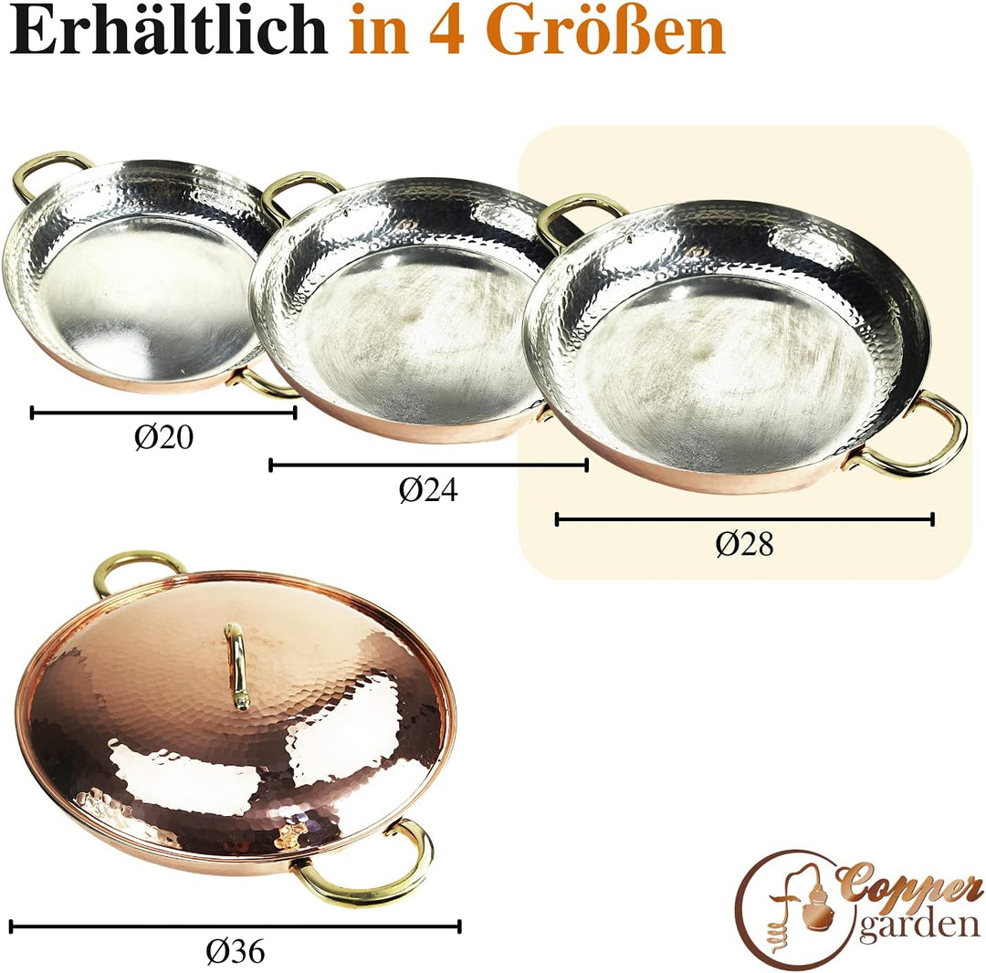CopperGarden Kupferpfanne 28 cm mit Griffen I Mit Zinn beschichtete Pfanne aus Kupfer zur idealen Wä
