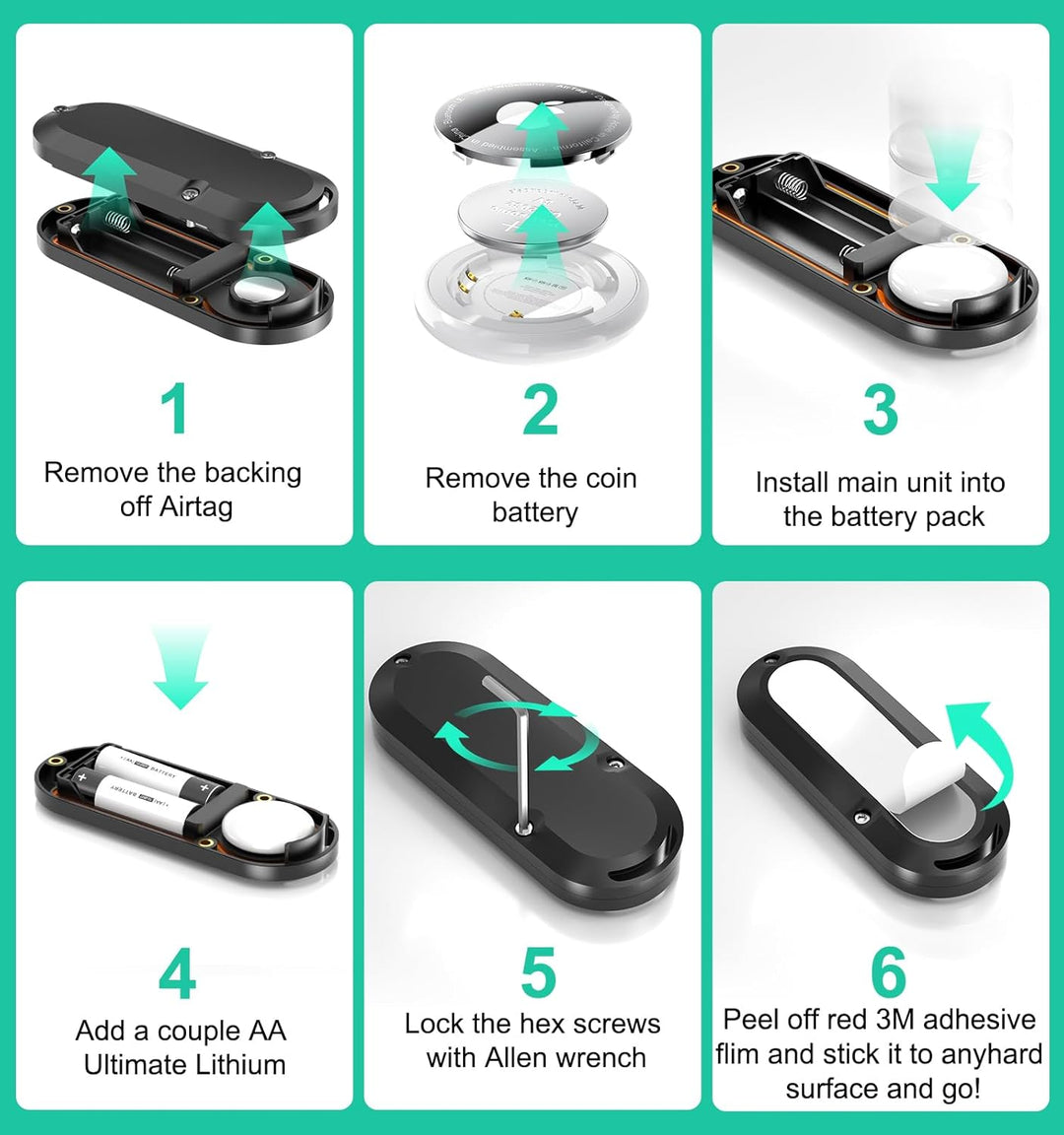 Battery Case for Airtag 1Pack 10-jährige Lebensdauer der Lebensdauer für Airtag, wasserdichtes Halte