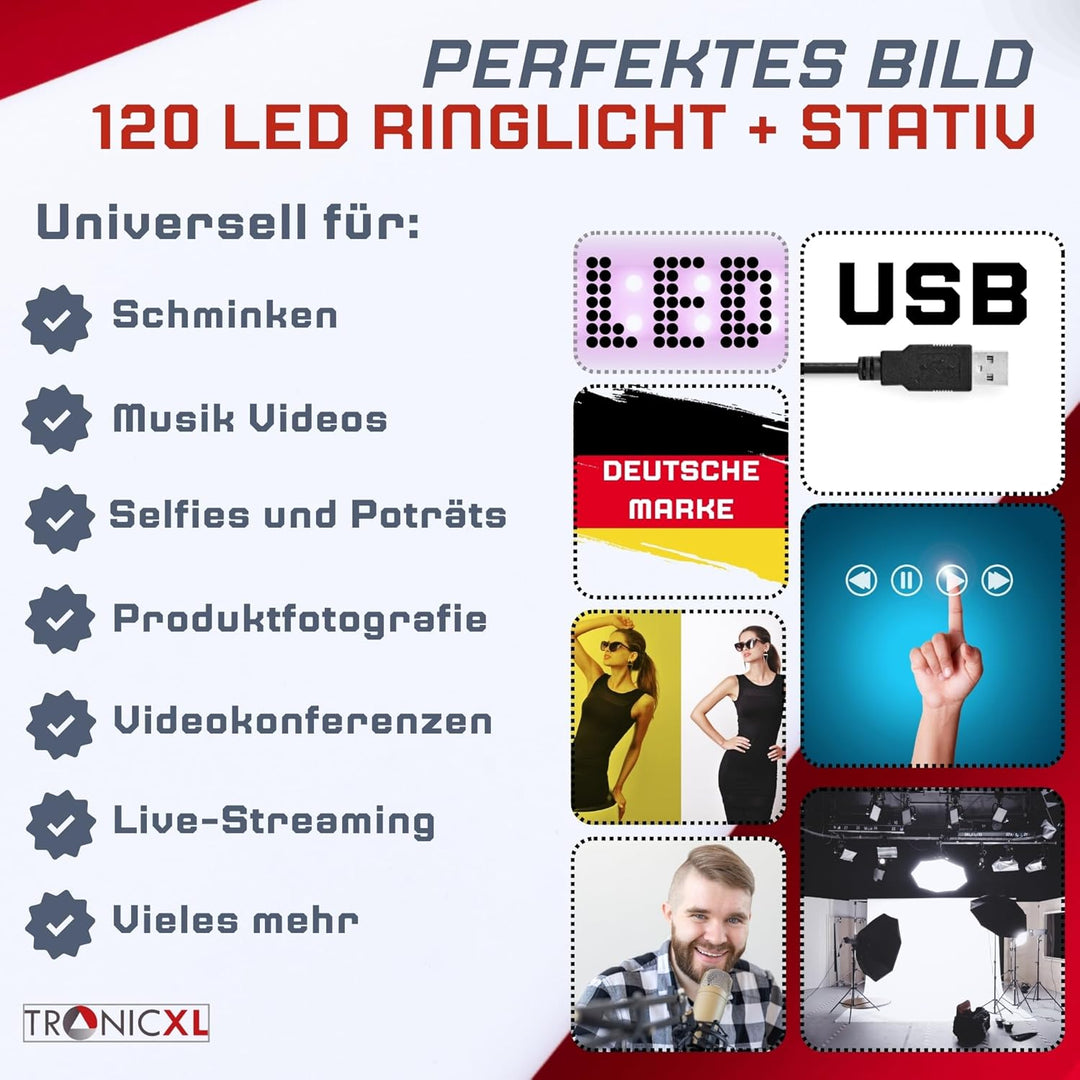 210cm Stativ + XXL Ringlicht Ring Light mit Handyhalter Tripod Beauty Licht Kamerastativ Smartphone